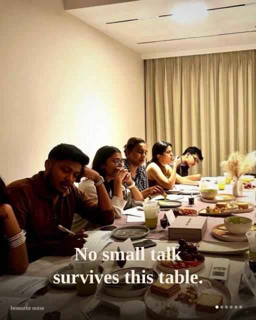 The table. As it is. 

[table of strangers, community, no small talk, conscious conversations, event in mumbai on the sunday, 30th Aug Mumbai, like minded people, psychologist’s table]